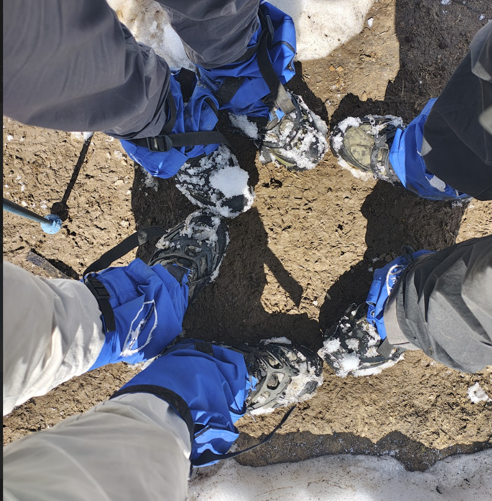 Spikes and gaiters for gripping the snow